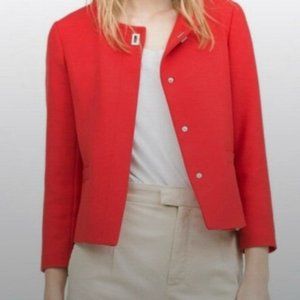 ZARA Red Collarless Blazer